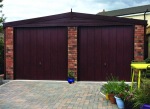 Spar Apex Double Concrete Garage 304 - Dark Woodgrain, Brick Posts