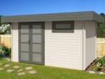 Pent Roof 28mm Log Cabin 314 - Double Door Pent Roof 28mm Log Cabin 314 - Double Door