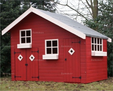 Painted Two Storey Playhouse 218 - With Garage